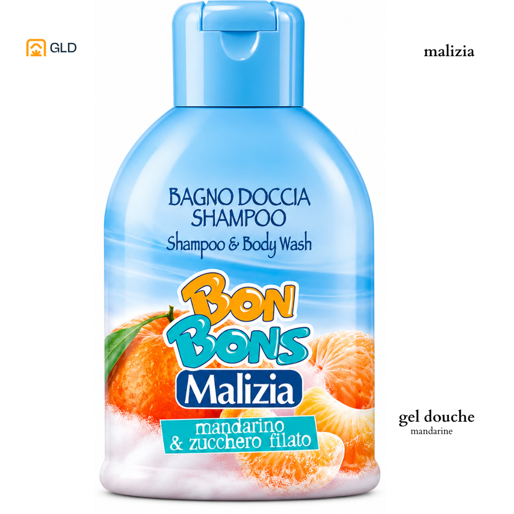 Shampooing / Gel Douche Malizia Bonbon Mandarine 500Ml 